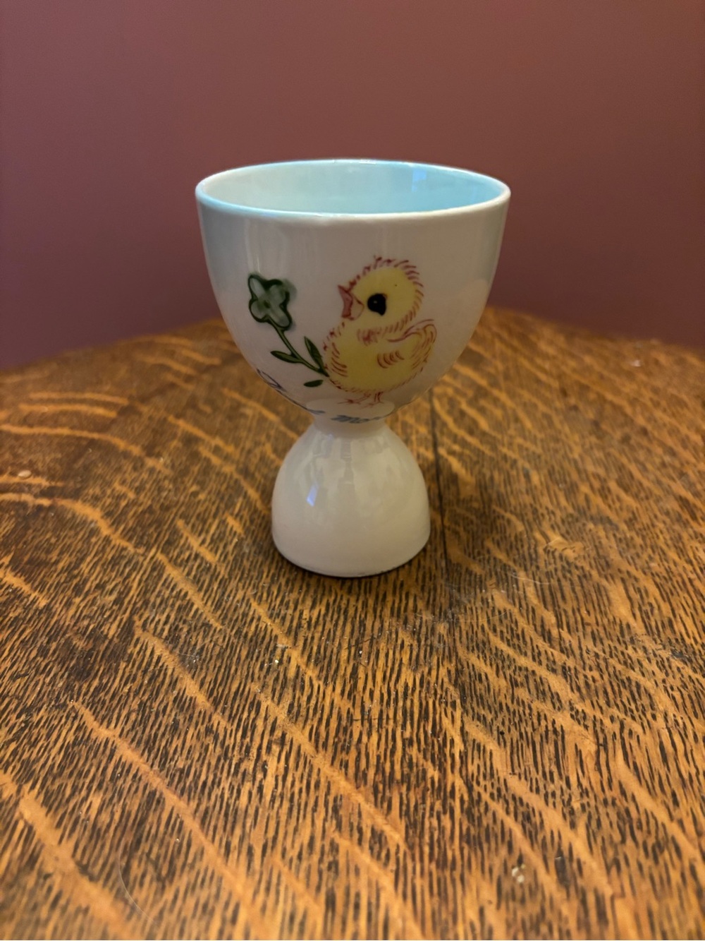 Hand-Painted Chick Egg Cup - Yellow & White